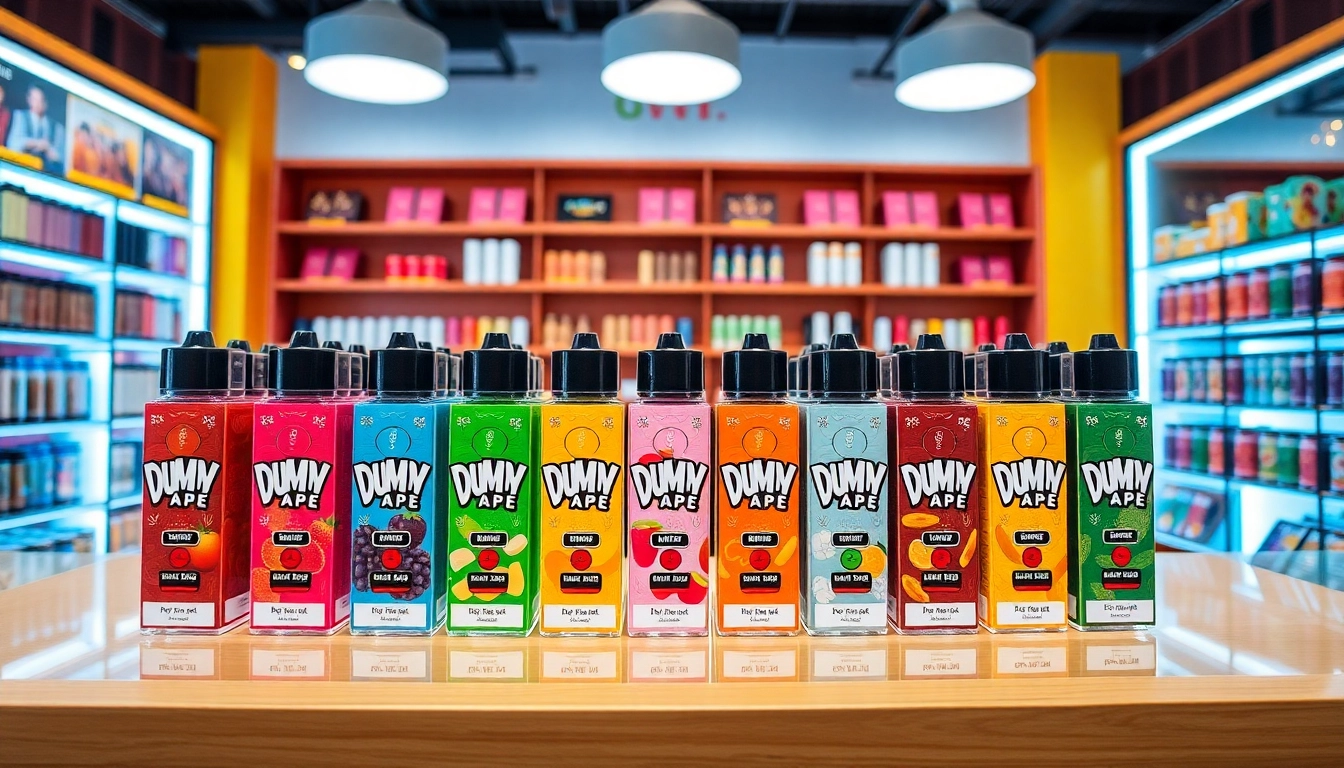 Explore dummy vapes near me at a vibrant display showcasing colorful flavors and designs.