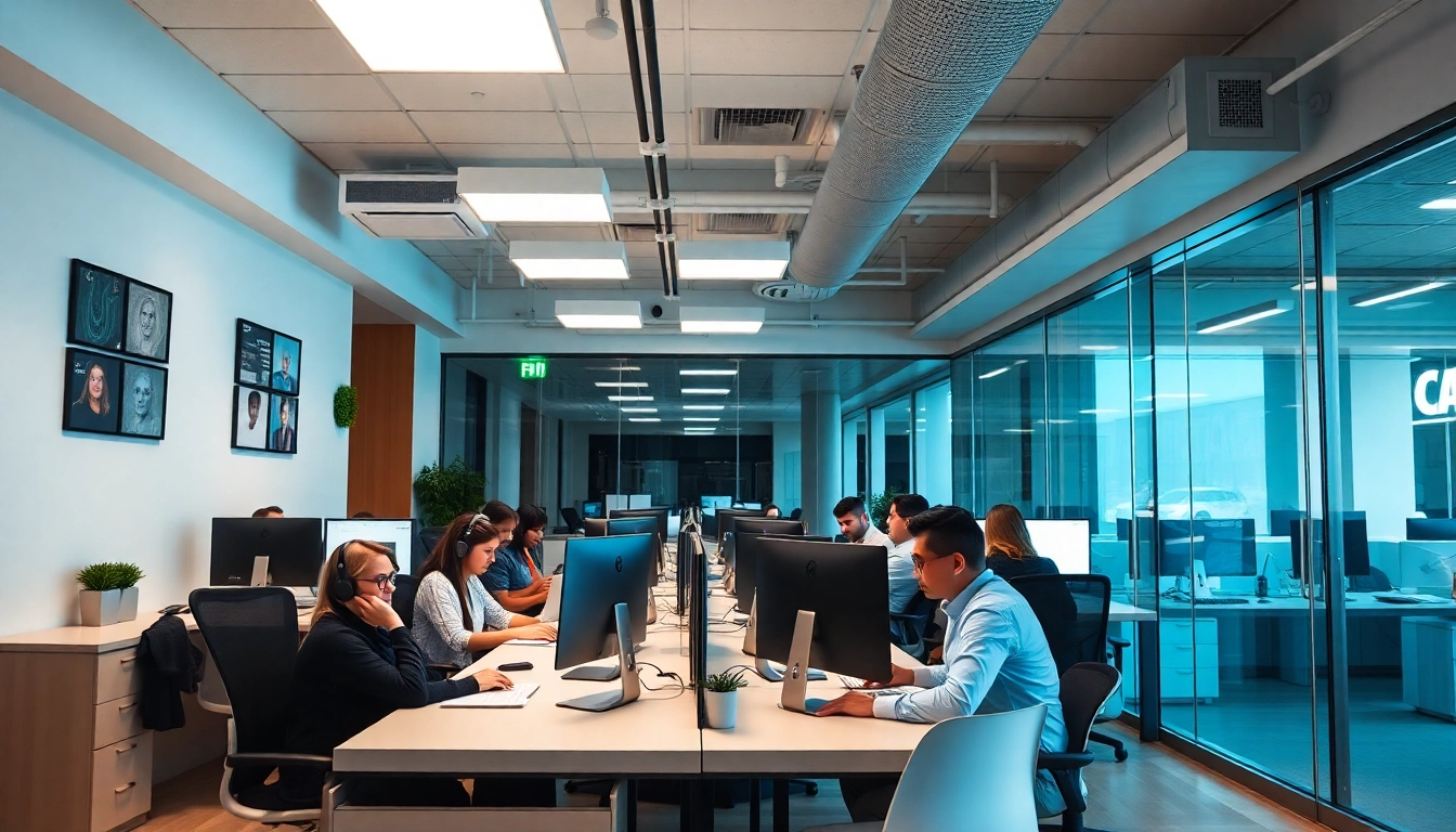 Engaged agents in a dynamic call center in Tijuana, showcasing exceptional customer service.