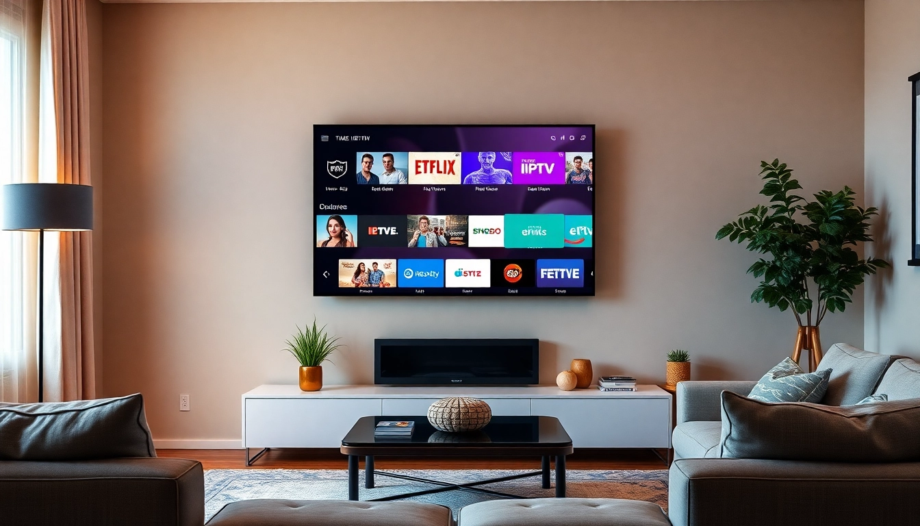 Discover vibrant IPTV channels with our abonnement iptv showcased in a stylish living room setting.