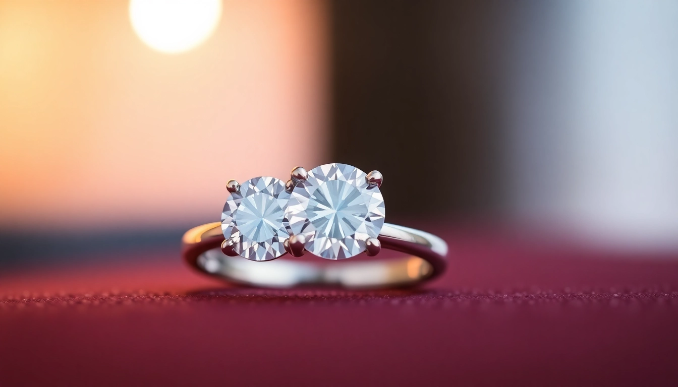 Showcase exquisite 2 Carat Engagement Rings with intricate designs and brilliant diamonds capturing light.