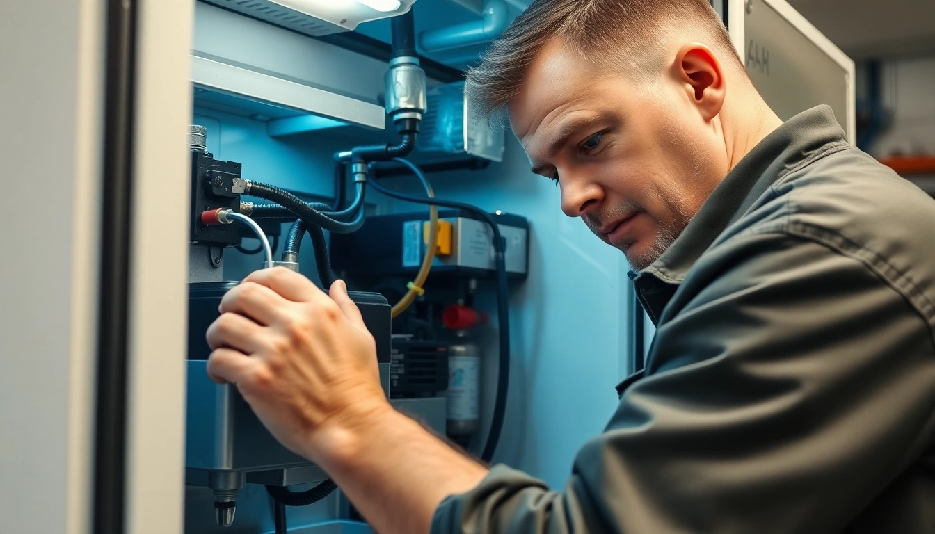 Technician conducting soda cooler repair, emphasizing the compressor's intricacies and tools used.