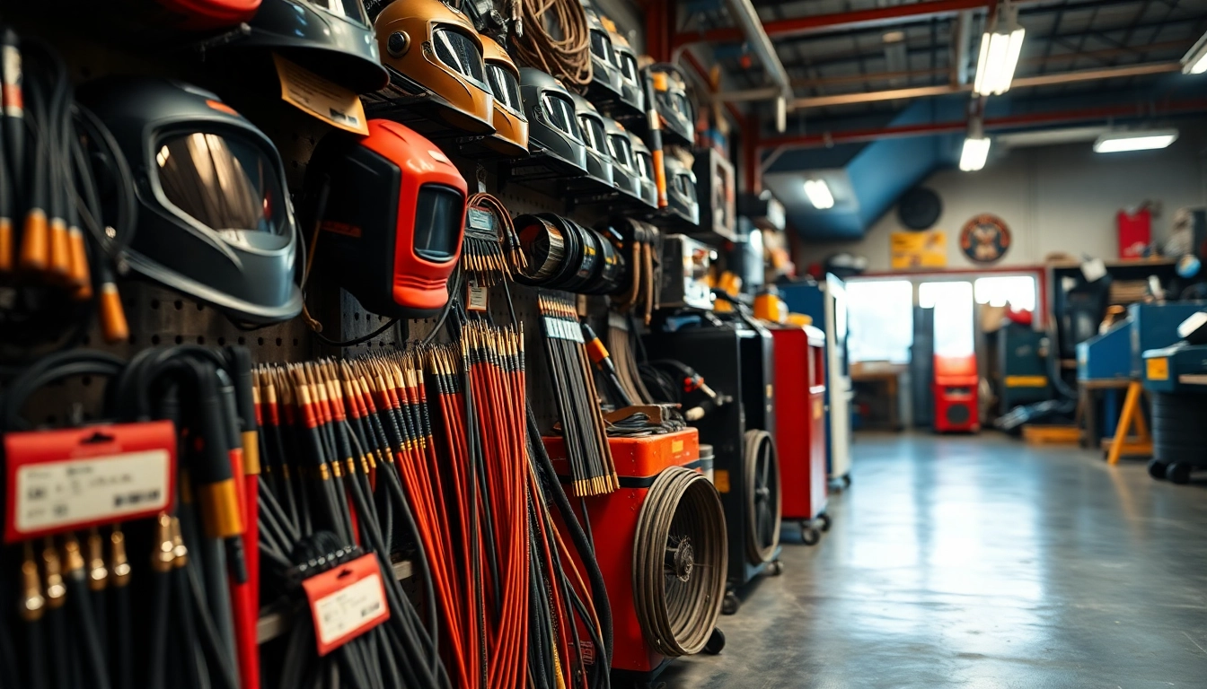 Shop for welding supplies near me, featuring diverse tools and safety gear in a well-organized store.