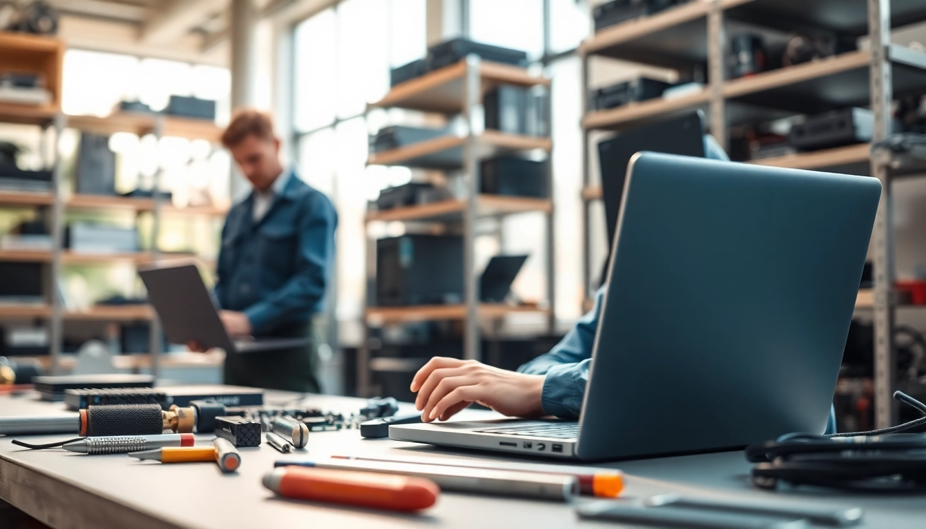 Riparazione computer settimo torinese: tecnico esperto in azione nel suo laboratorio moderno.