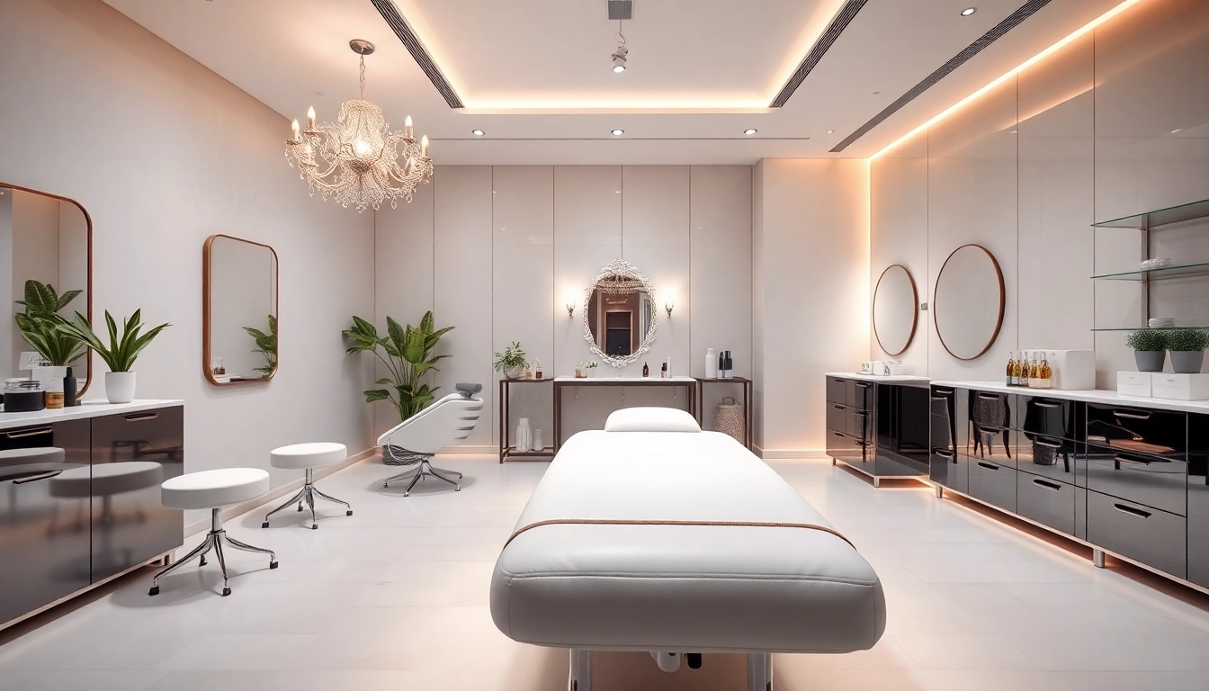 Die elegante kosmetikstudio Einrichtung mit moderner Ausstattung und einladendem Design.