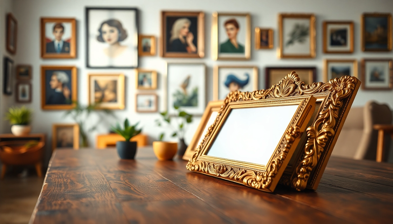 Showcasing ornate picture frames with intricate designs and luxurious gold finishes.