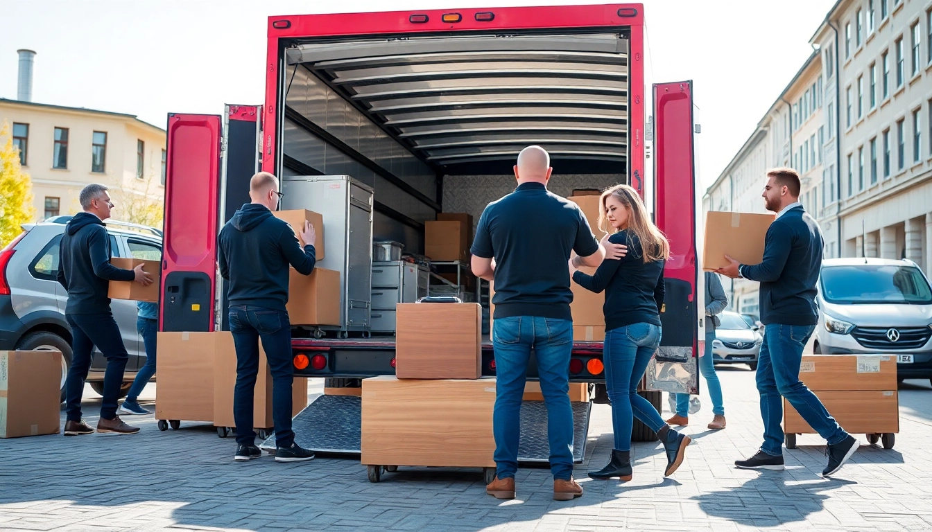 Efficiently transporting furniture during Umzug Fürth with a professional moving team on a bright day.