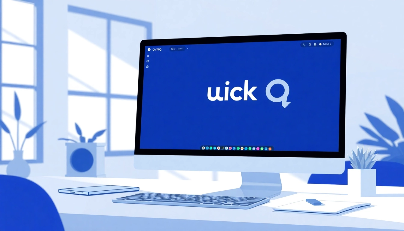 Enhance productivity with quickq官网's user interface displayed on a modern computer screen in a workspace.