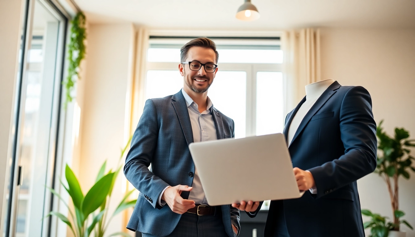 Buy my property fast with a professional real estate agent in a modern home office.