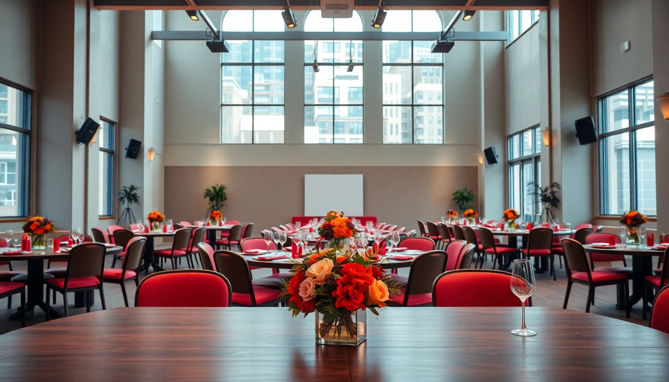 Showcasing a vibrant event space designed for hosting gatherings and celebrations.