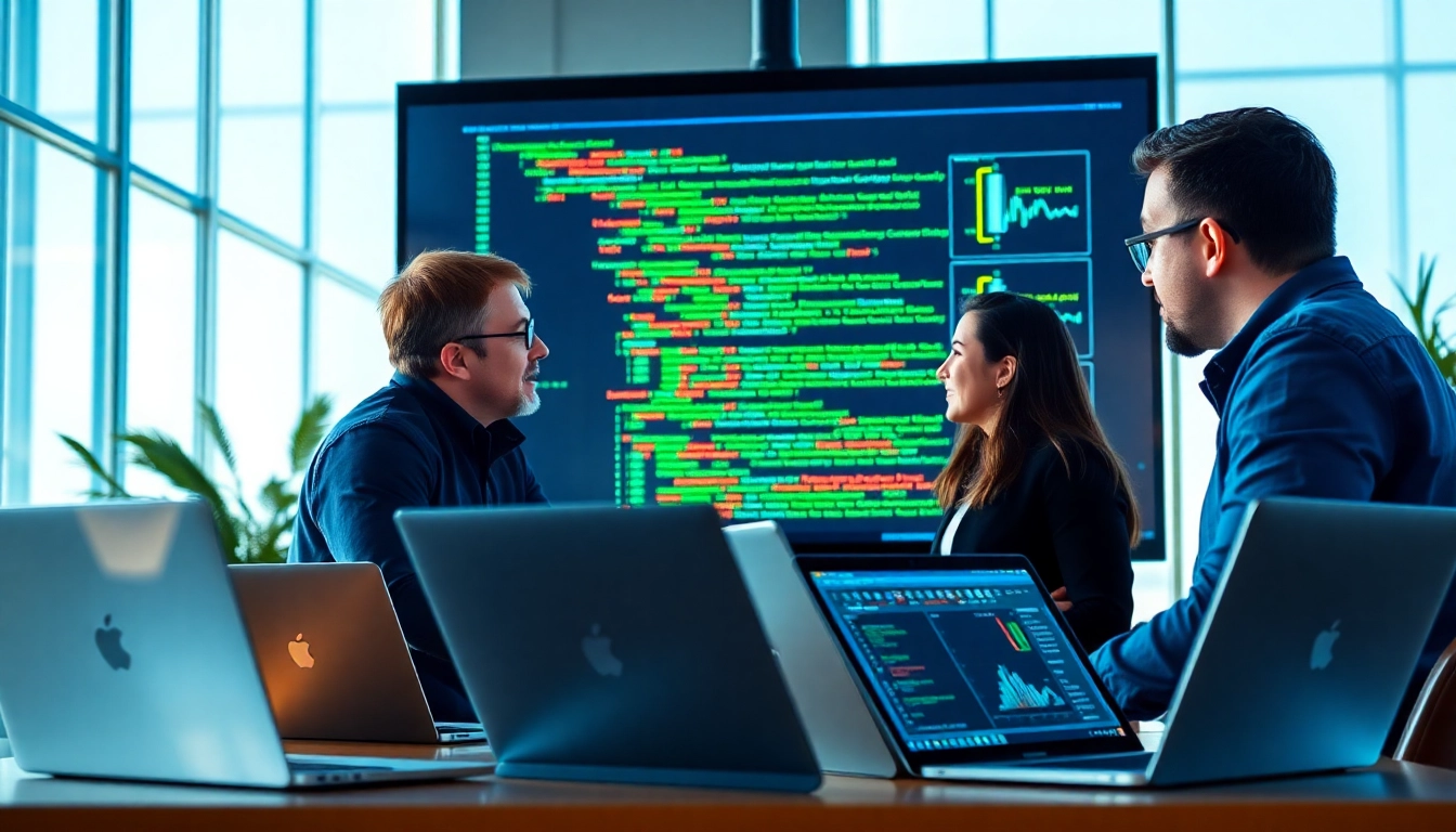 Site reliability engineering experts brainstorming solutions in a modern office.