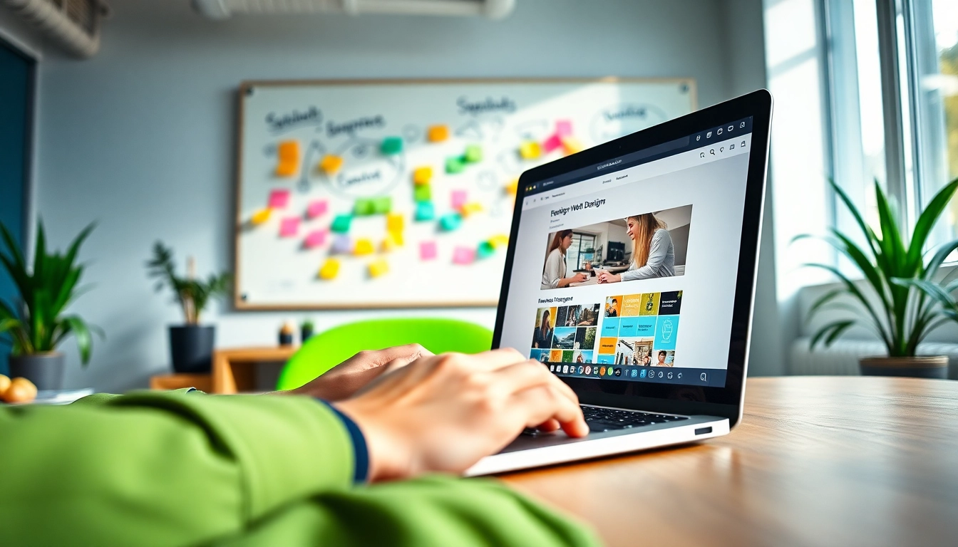 Showcasing professional edmonton web design in a bright, modern studio with a designer at work.