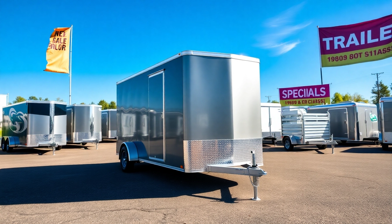 Discover trailers for sale in Massachusetts including a modern cargo trailer in an inviting outdoor setting.