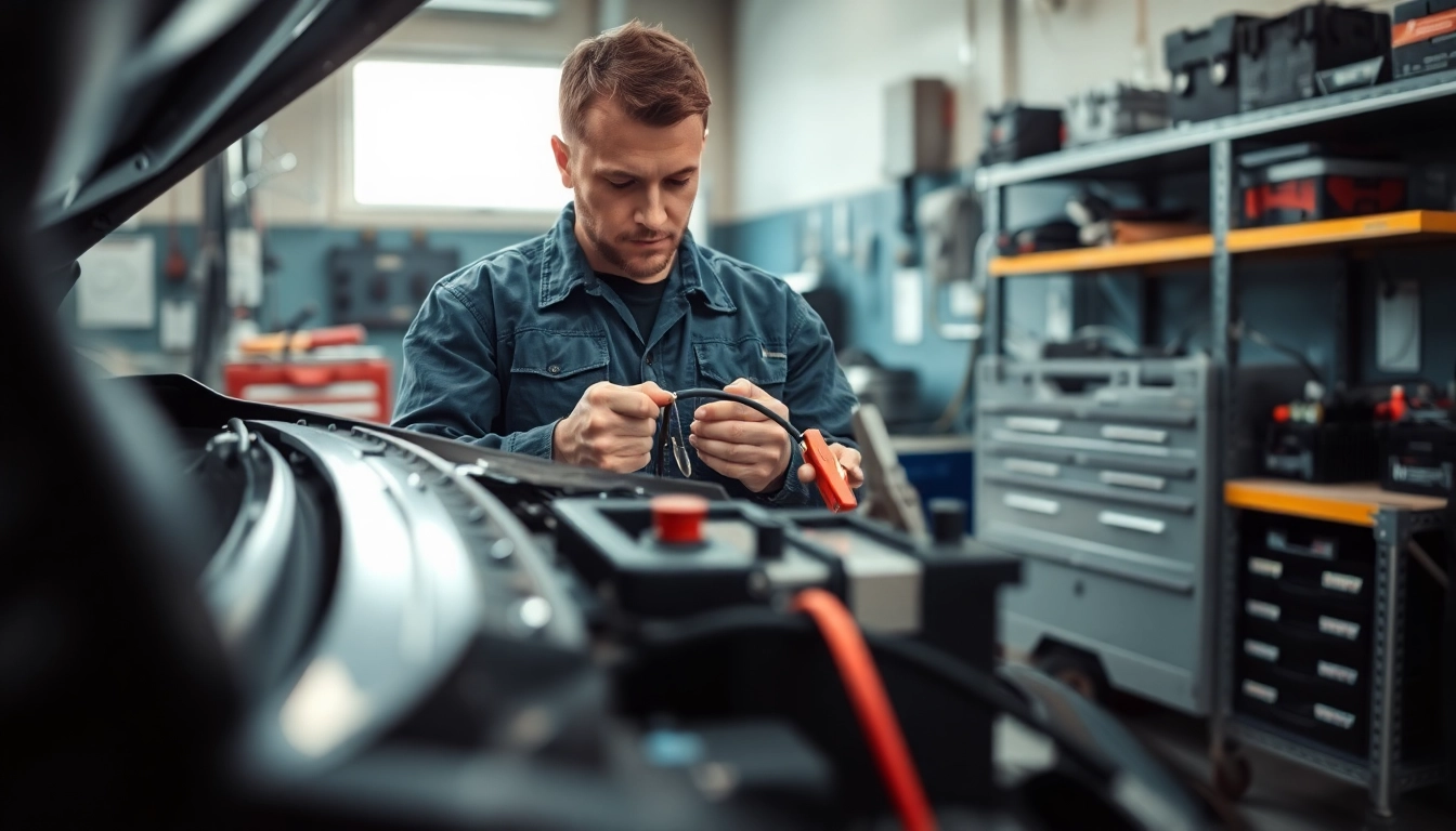 Uruchamianie akumulatora Mikołów przez profesjonalnego mechanika w garażu.
