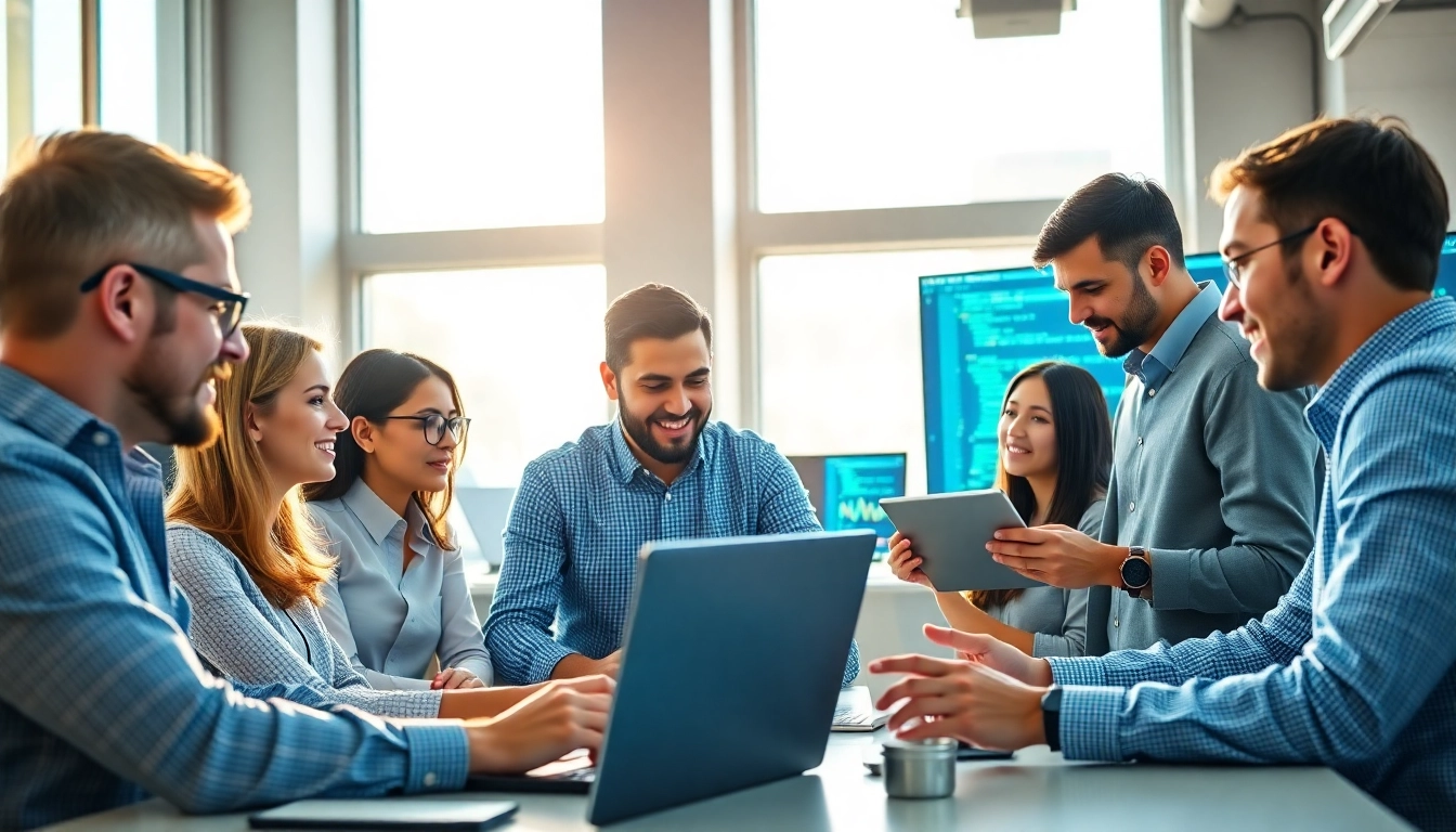 Dynamic collaboration among IT Companies professionals in a vibrant office space.