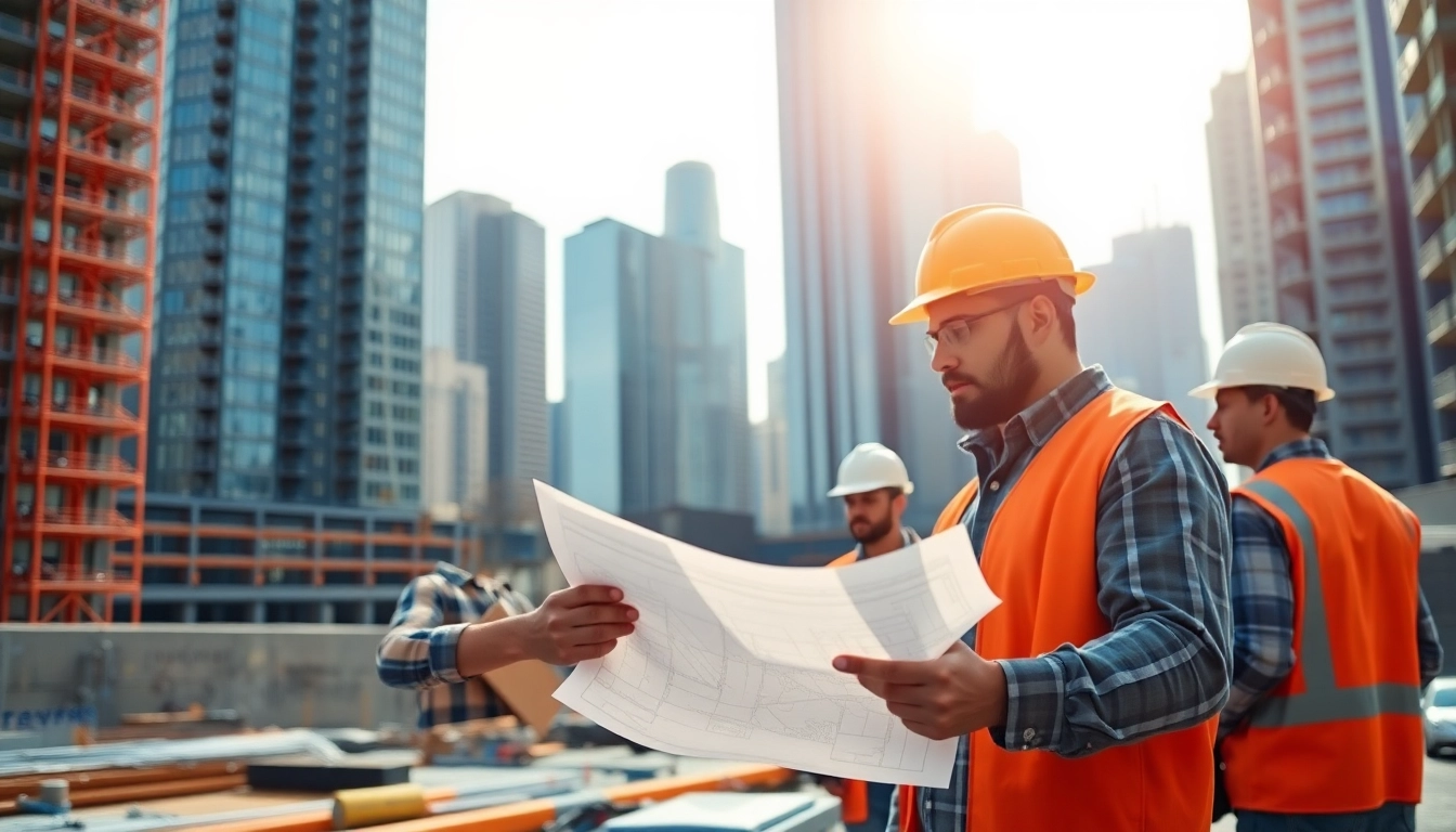 Manhattan Construction Manager engaged in project oversight at a busy construction site.