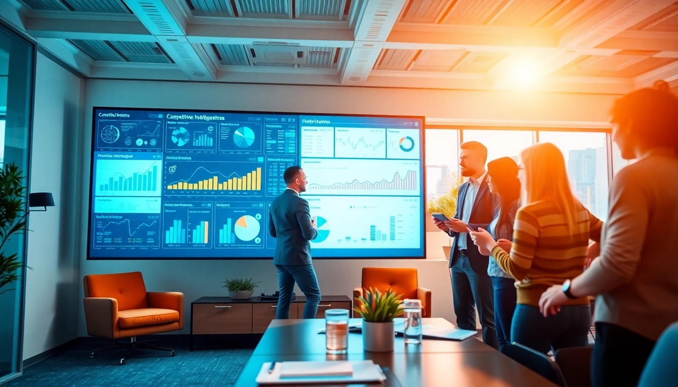 Sales team leveraging competitive intelligence for sales through data analysis and collaboration.