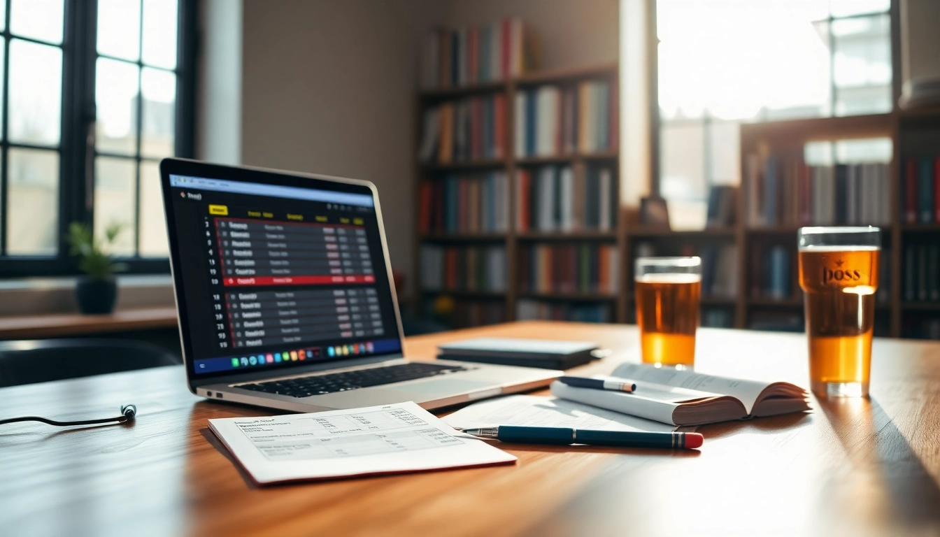 Engaging betting tips and expert insights workspace with a laptop and notepad.